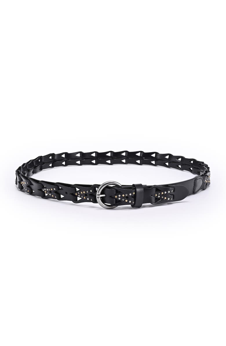 OLD TREND Oranda Genuine Leather Woven Studded Statement Belt, Alternate, color, Black