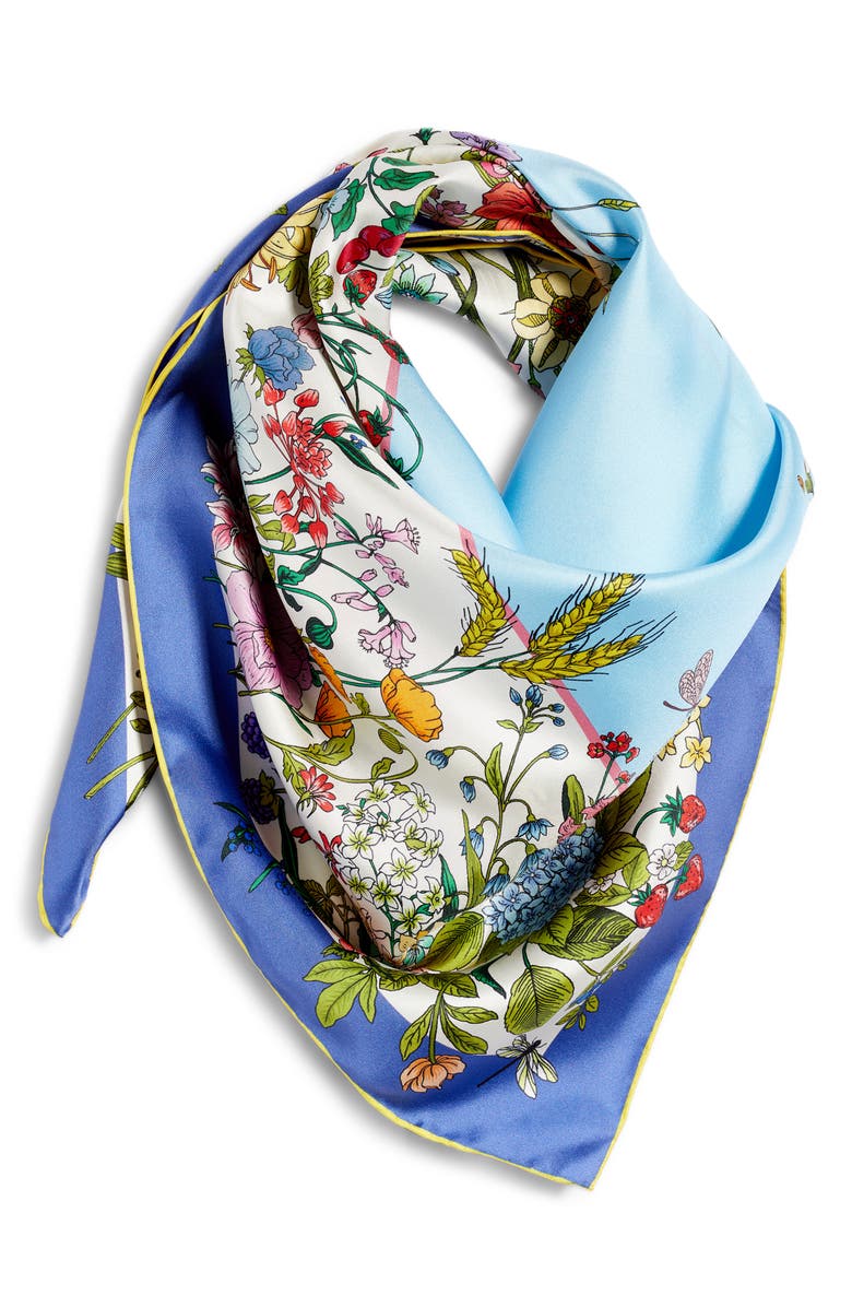 Echo Summer Bounty Series Silk Square Scarf, Alternate, color, Blue Multi