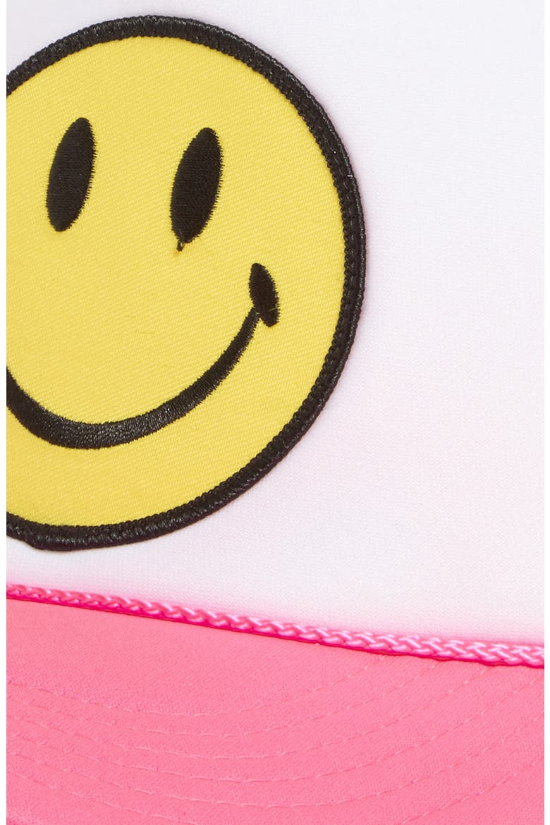 Smiley Baseball Cap, Alternate, color, NEON PINK/ WHITE/ NEON PINK