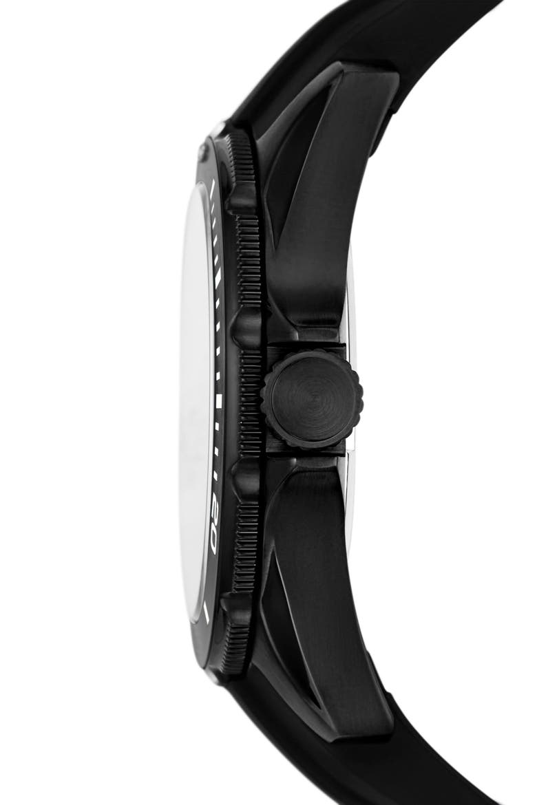 Dalton Three Hand Quartz Silicone Strap Watch, 42mm, Alternate, color, BLACK