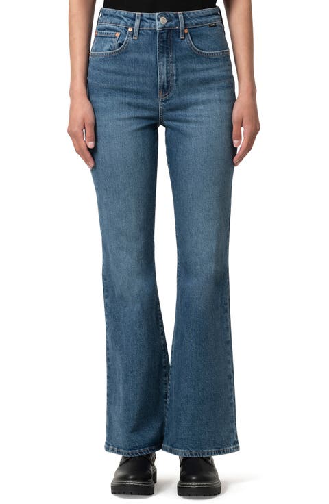 Los Angeles High Waist Flare Leg Jeans (Mid Brushed Classic Blue)