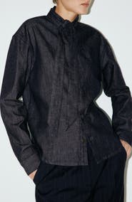 MANGO Tie Neck Denim Shirt