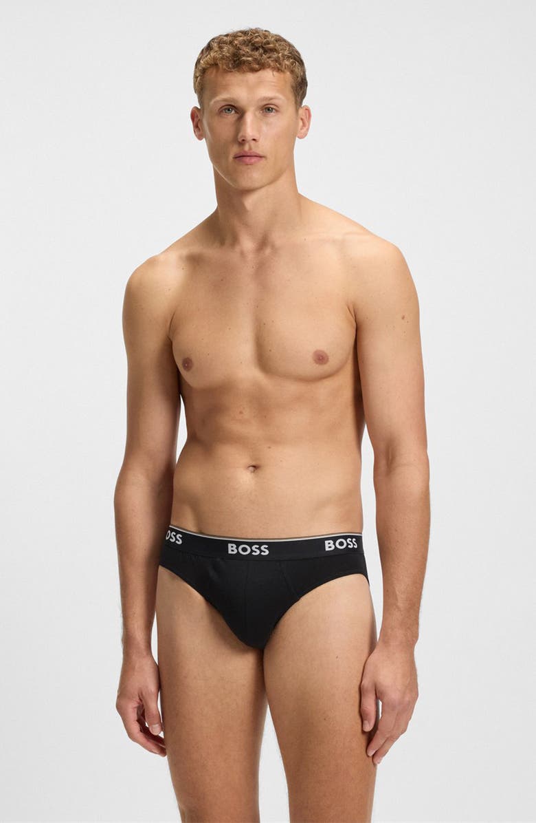 BOSS Assorted 3-Pack Power Stretch Cotton Briefs, Alternate, color, Black