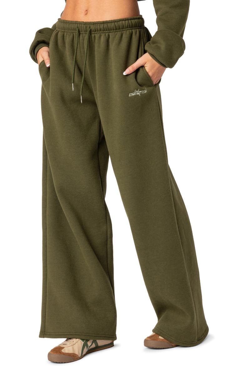 Breanna Wide Leg Sweatpants, Alternate, color, OLIVE