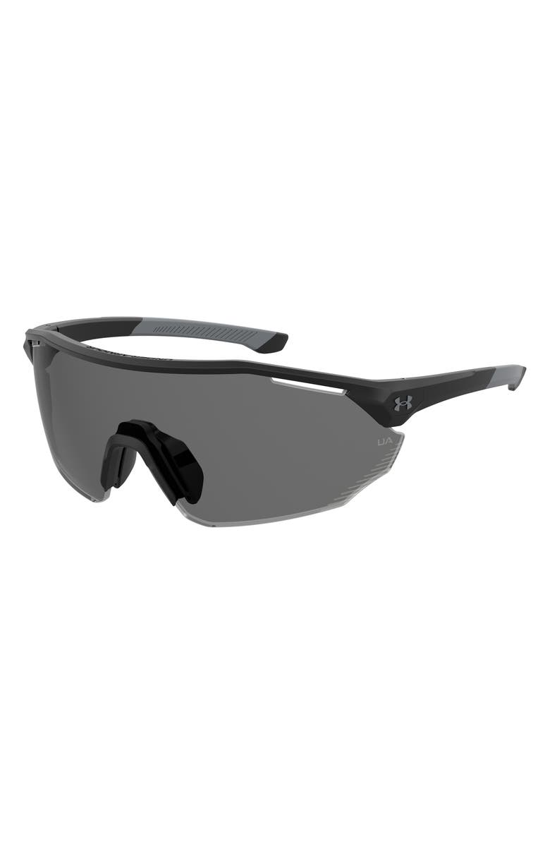 Under Armour 99mm Gradient Mask Sunglasses, Alternate, color, Matte Black