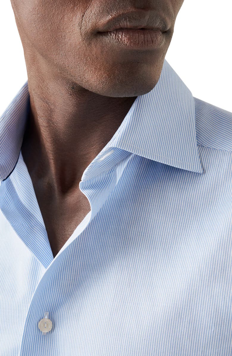 Eton Contemporary Fit Stripe Cotton Dress Shirt, Alternate, color, Blue