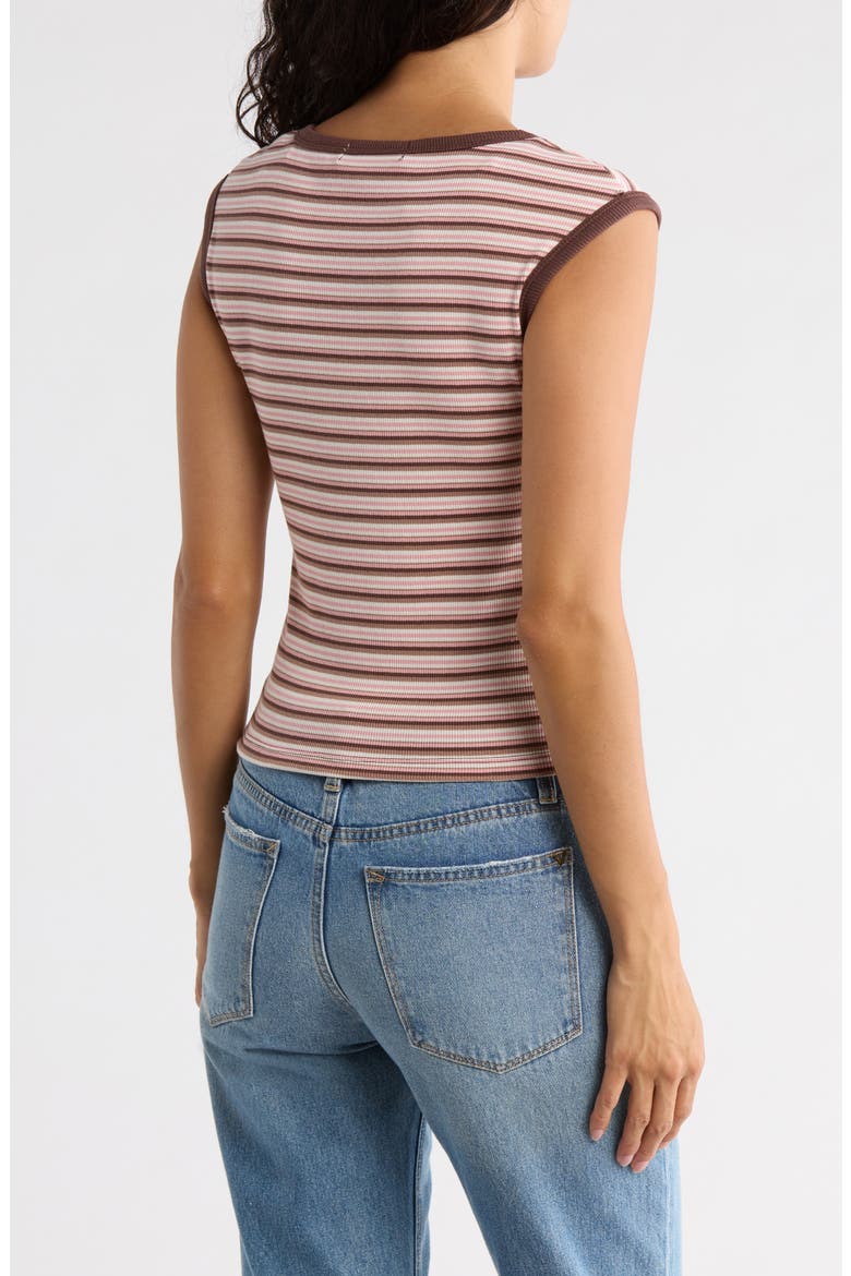 Stripe Scoop Neck Ribbed Tank, Alternate, color, BROWN COMBO