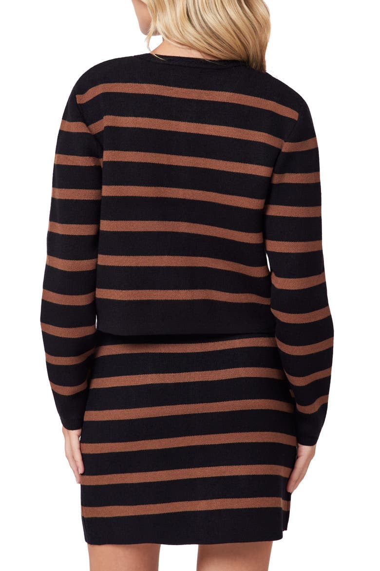 Stripe Cardigan, Alternate, color, BLACK NIGHT/ BROWN