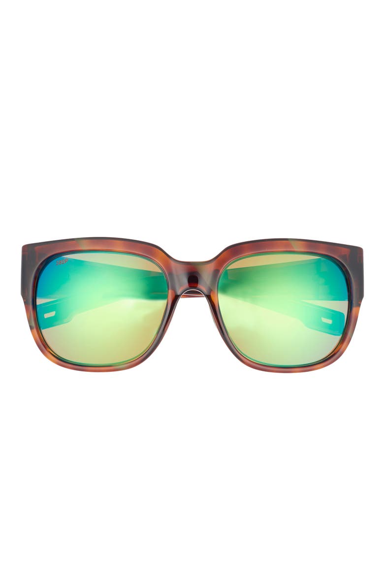 55mm Square Sunglasses, Main, color, GREEN TORT