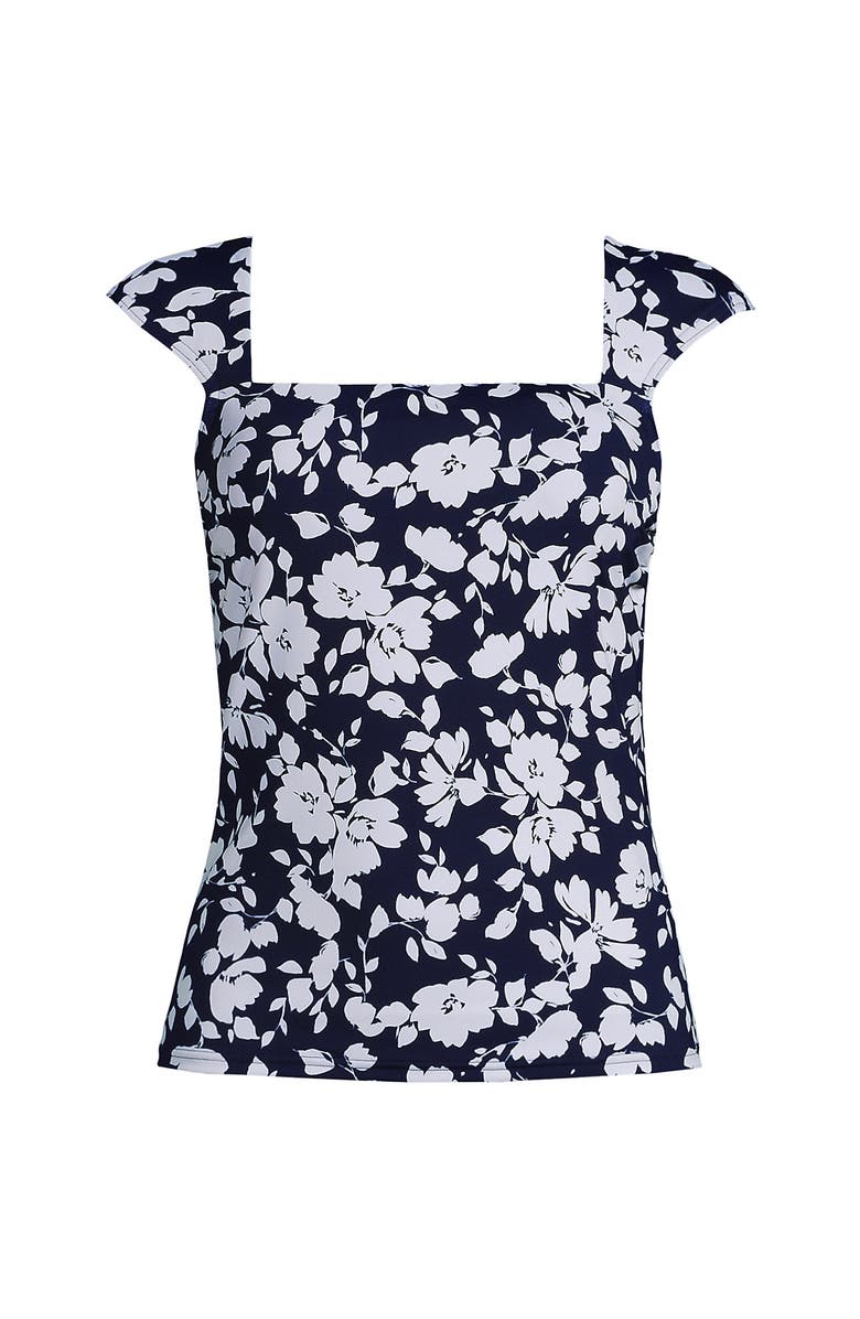Lands' End DD-Cup Square Neck Underwire Tankini Top, Alternate, color, Navy Blossom Floral