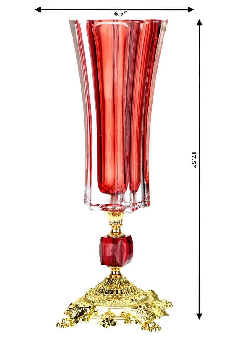 Stately Fluted Pedestal Vase, Alternate, color, Ruby