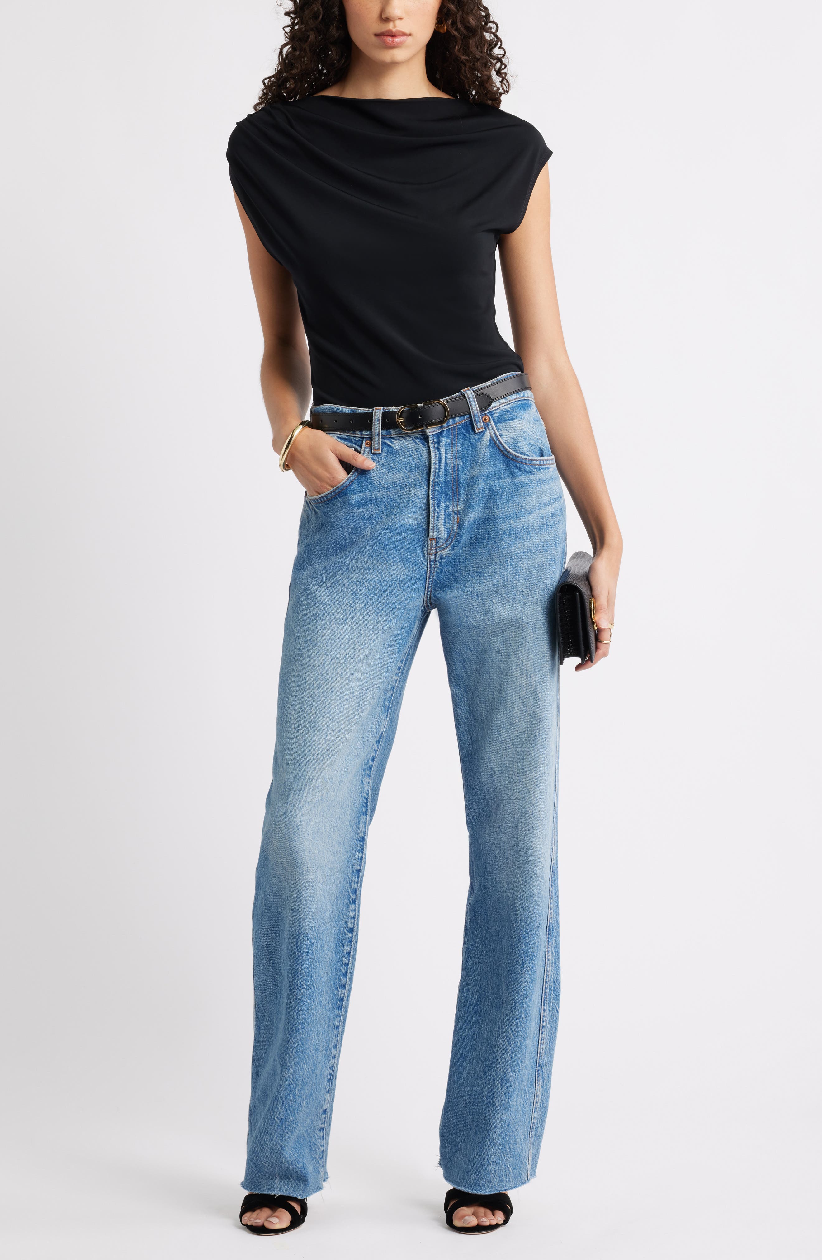 Drape Cap Sleeve Jersey Top - image 2
