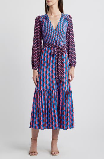 3/4 Sleeve V-back Draped Wrap Maxi Bridesmaid Dress - Yara