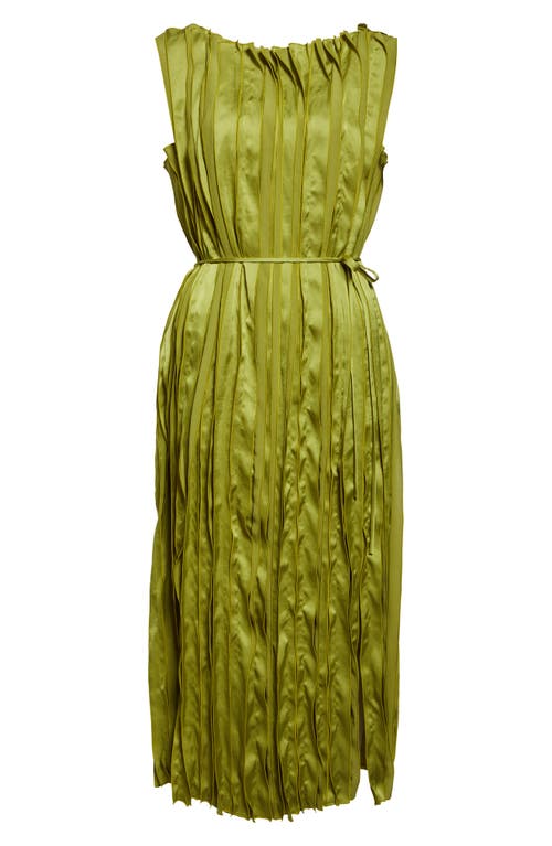 LAFAYETTE 148 LAFAYETTE 148 NEW YORK GLOSSY PLEATED EFFECT BELTED MIDI DRESS