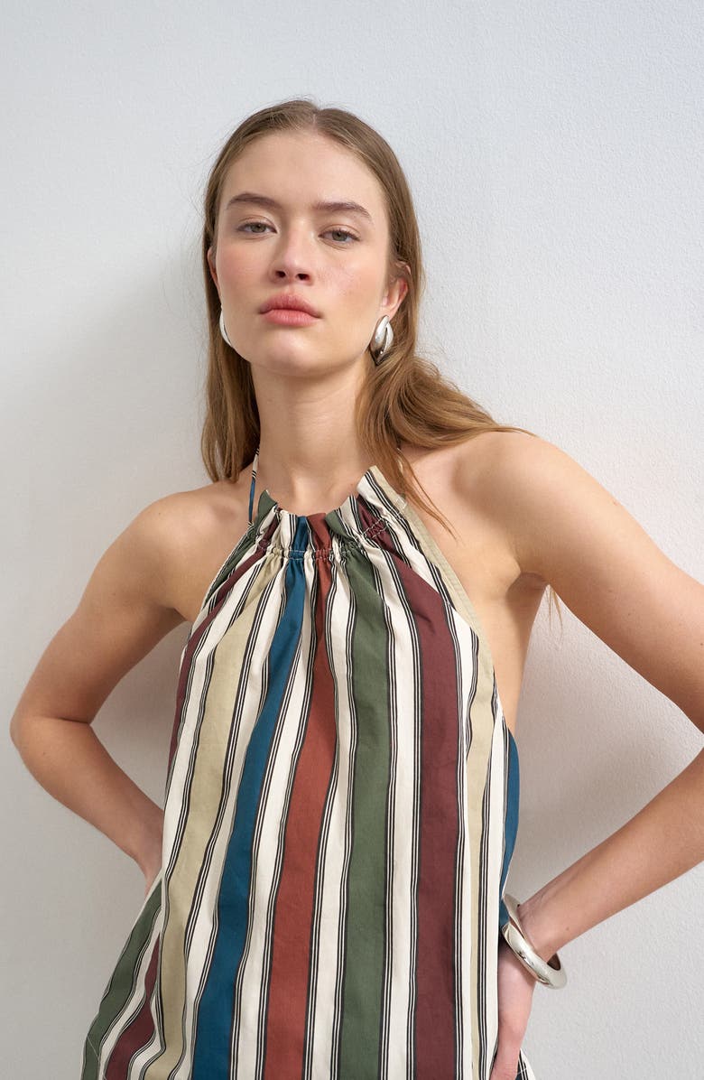Topshop Co-ord Stripe Cotton Halter Neck Top, Alternate, color, Multi