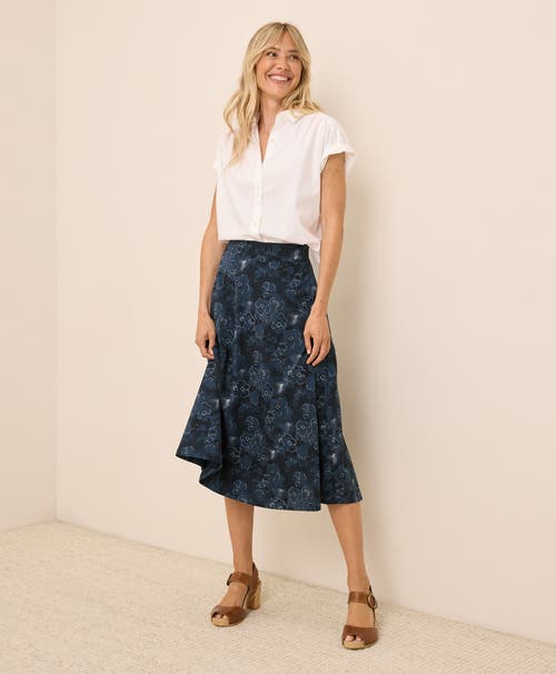 Pact Fit & Flare Midi Skirt In Blue
