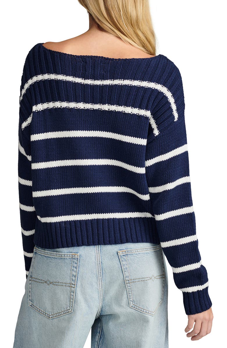Lucky Brand Stripe Cotton Crop Sweater, Alternate, color,