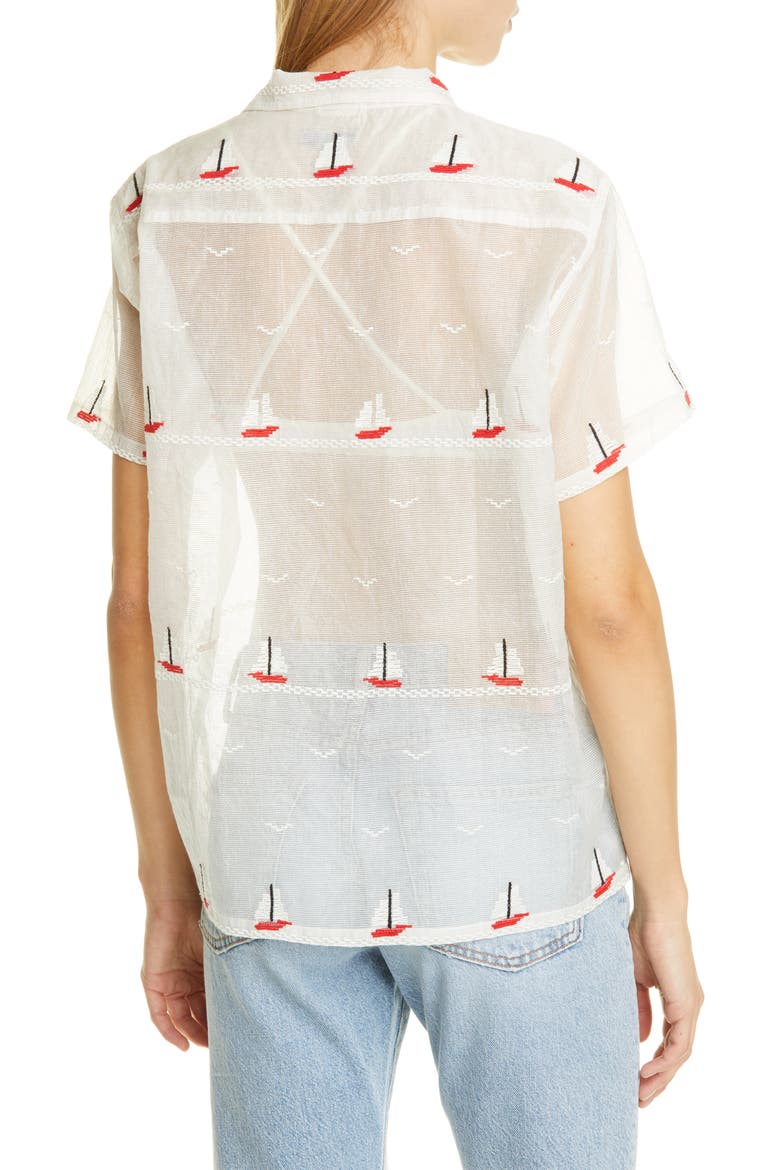Sailboat Textured Sheer Shirt, Alternate, color, RED SAIL BOAT