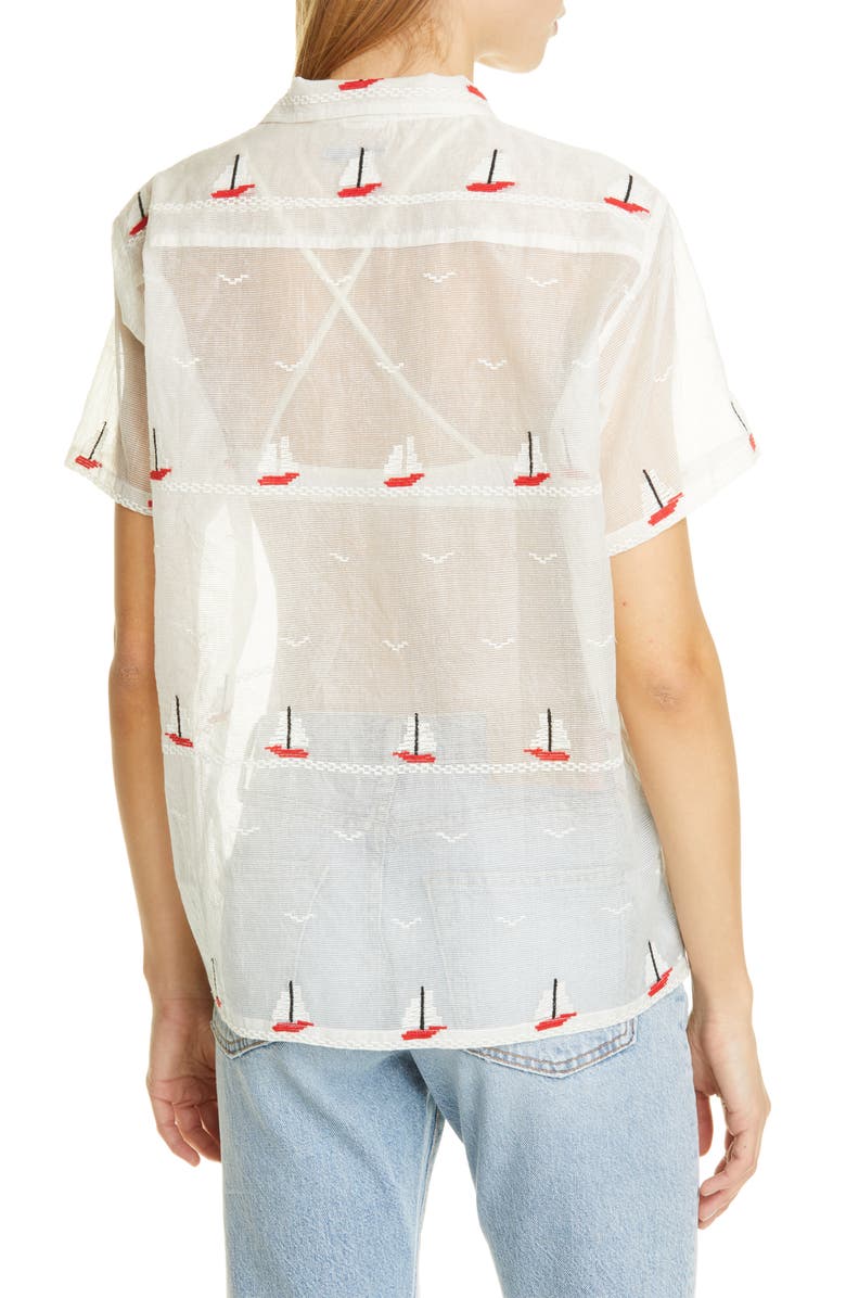 Bode Sailboat Textured Sheer Shirt, Alternate, color,
