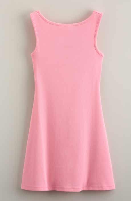 Kids' Open Back Cotton Blend Rib Dress