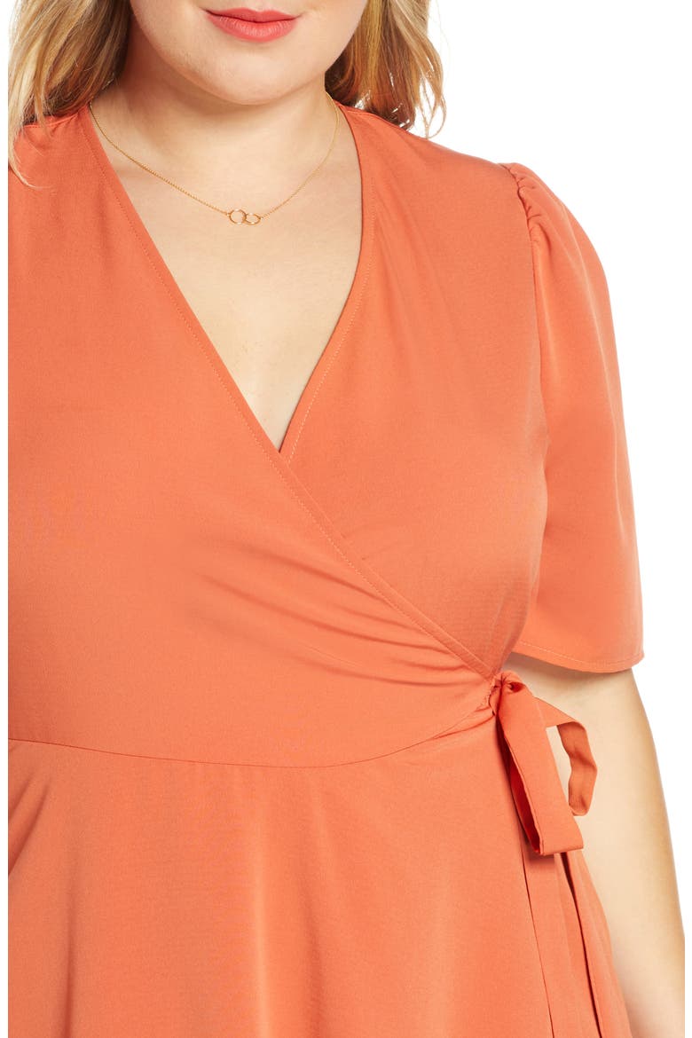 Liv Puff Sleeve Wrap Dress, Alternate, color, DEEP ROSE