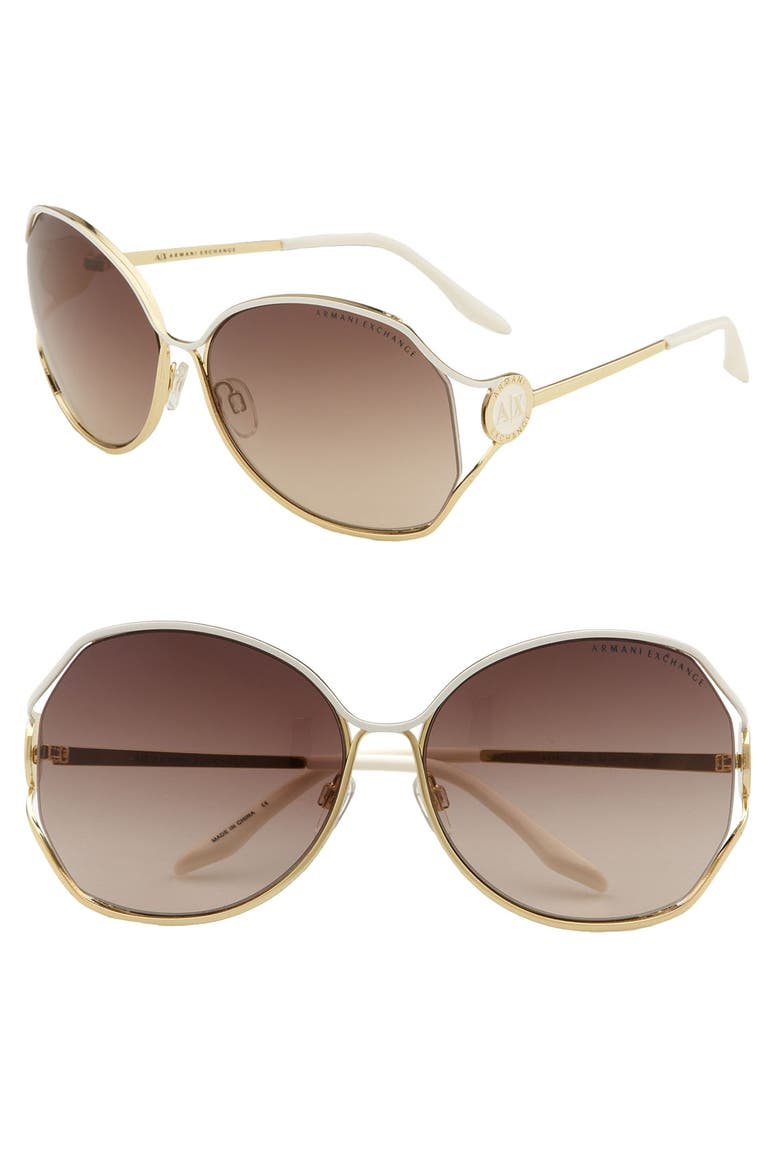 Oversized Metal Sunglasses, Main, color, GOLD / WHITE