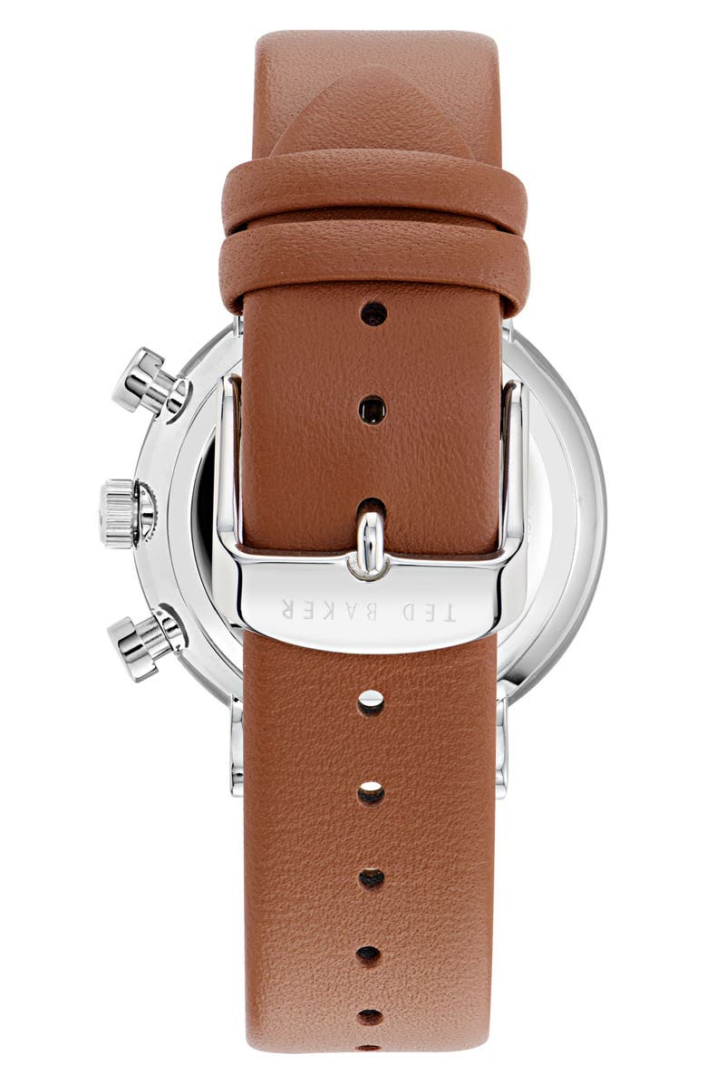Ted Baker Barnetb Chronograph Leather Strap Watch, 41mm, Alternate, color, Brown
