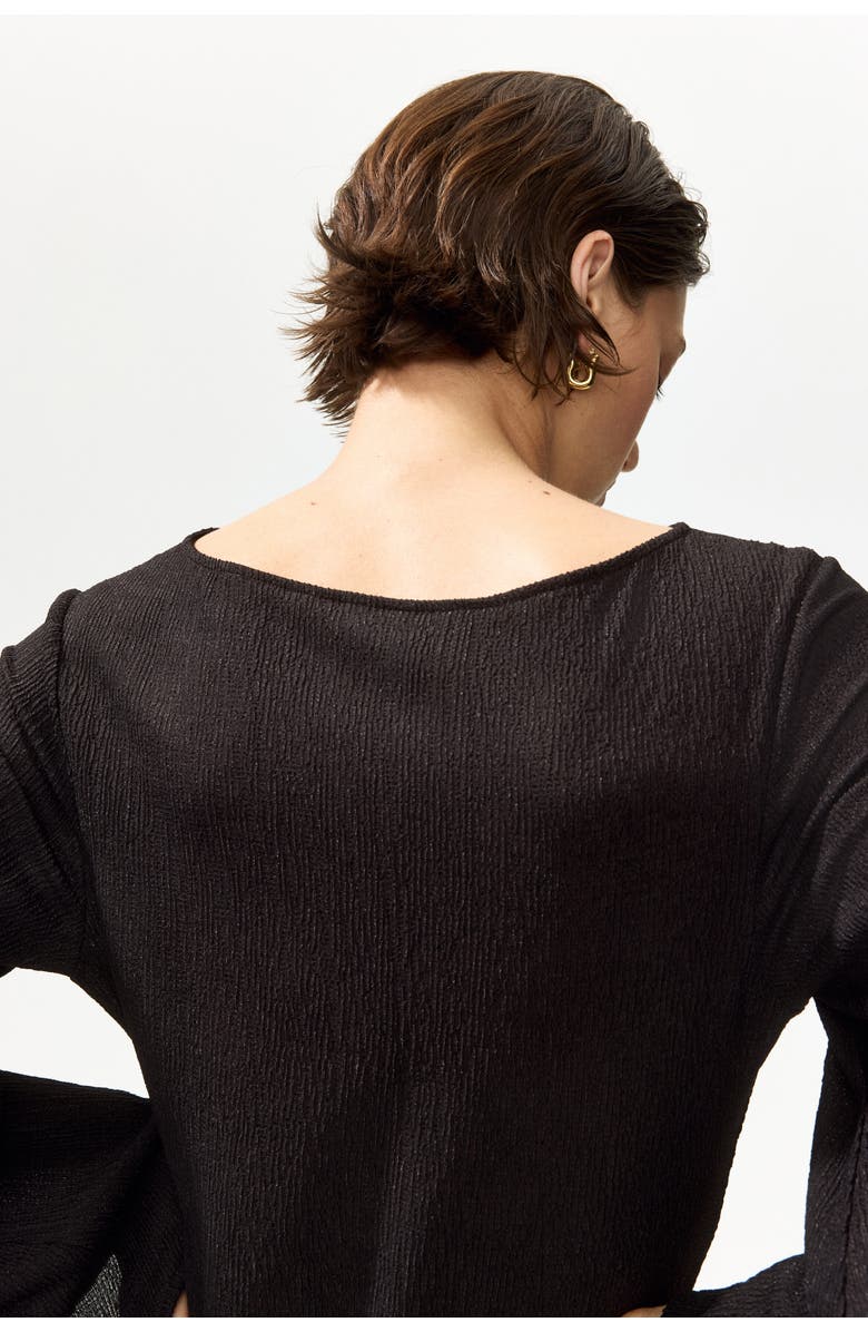 H&M Trumpet-sleeved Jersey Dress, Alternate, color, Dark Brown