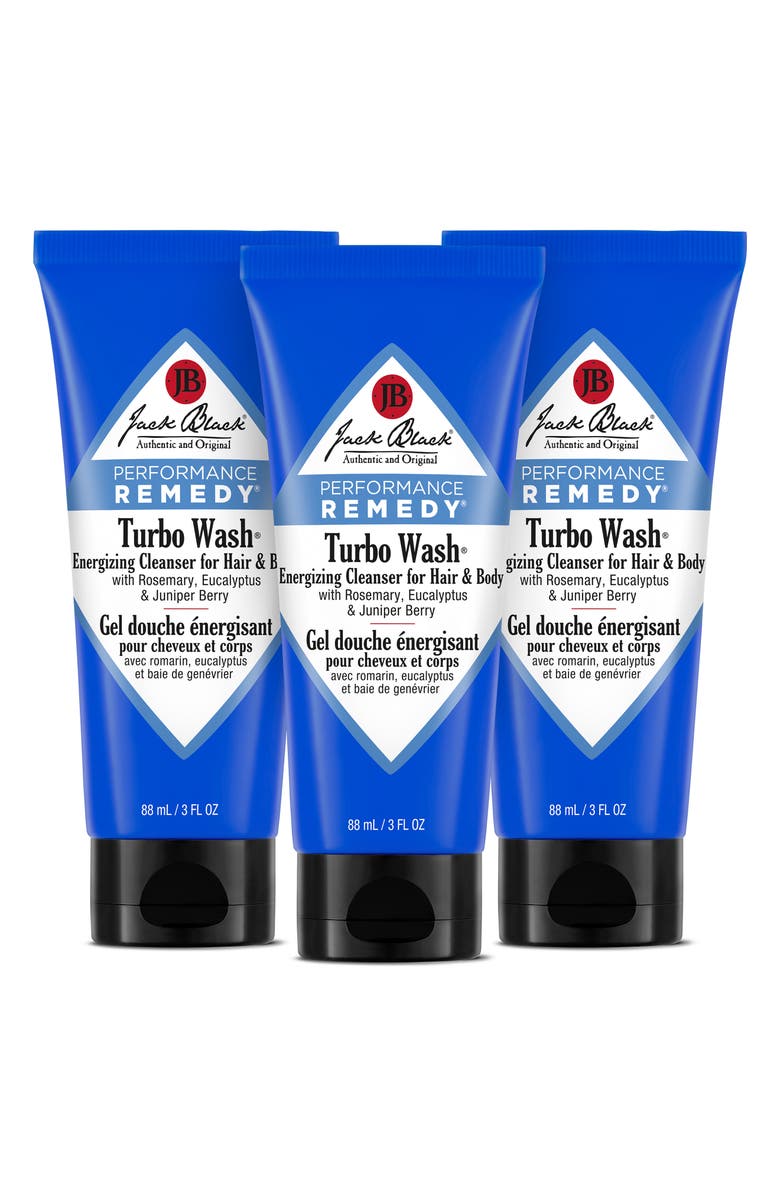 Jack Black Road Warriors Turbo Wash<sup>®</sup> Energizing Cleanser for Hair & Body 3-Pack $30 Value, Main, color,
