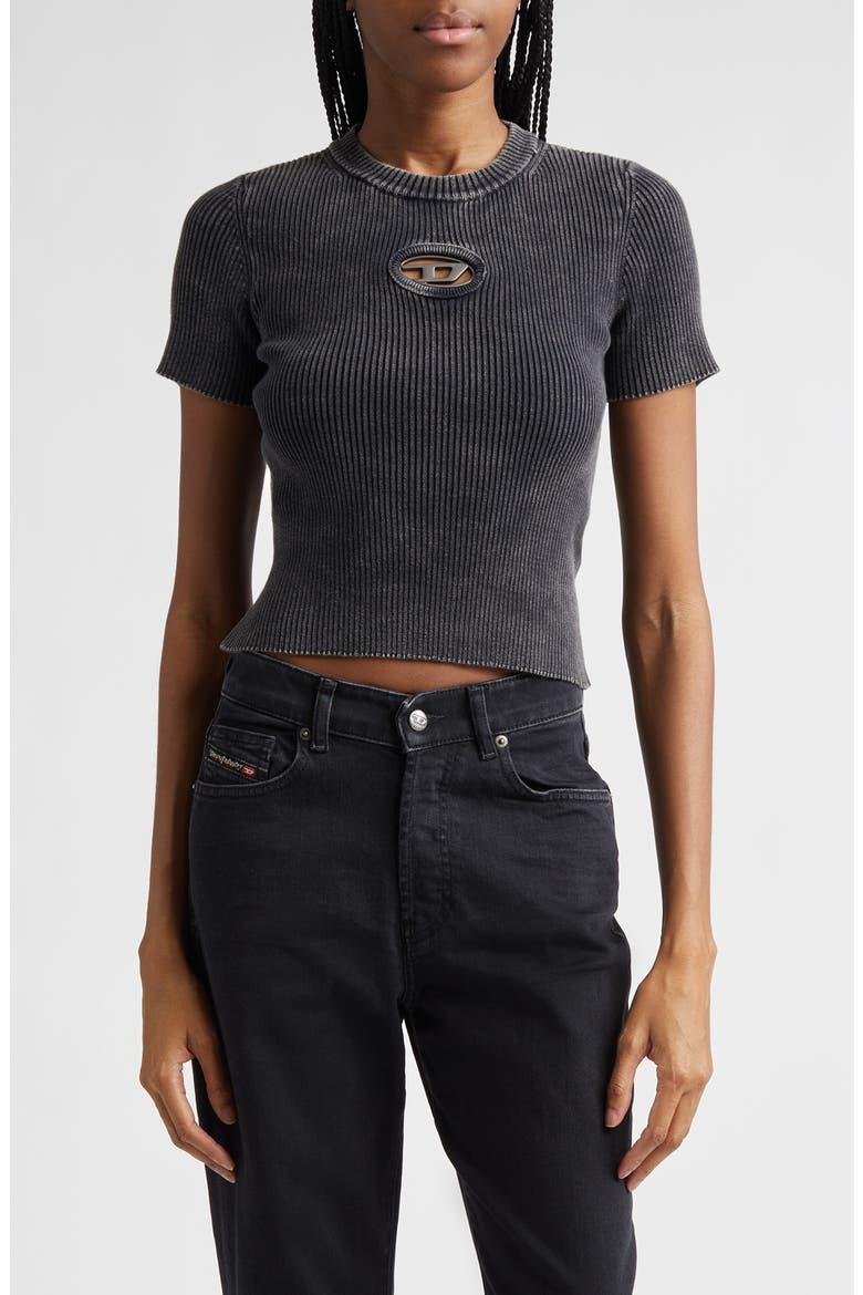 M-Anchor-A Short Sleeve Rib Sweater, Main, color, BLACK