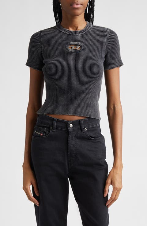 M-Anchor-A Short Sleeve Rib Sweater