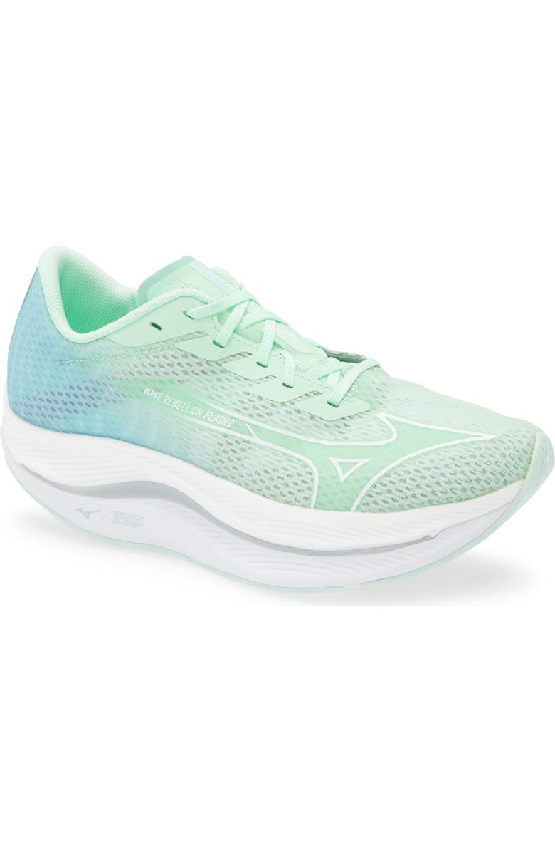 Mizuno Wave Rebellion Flash 2 Running Shoe, Main, color, Neo Mint-White