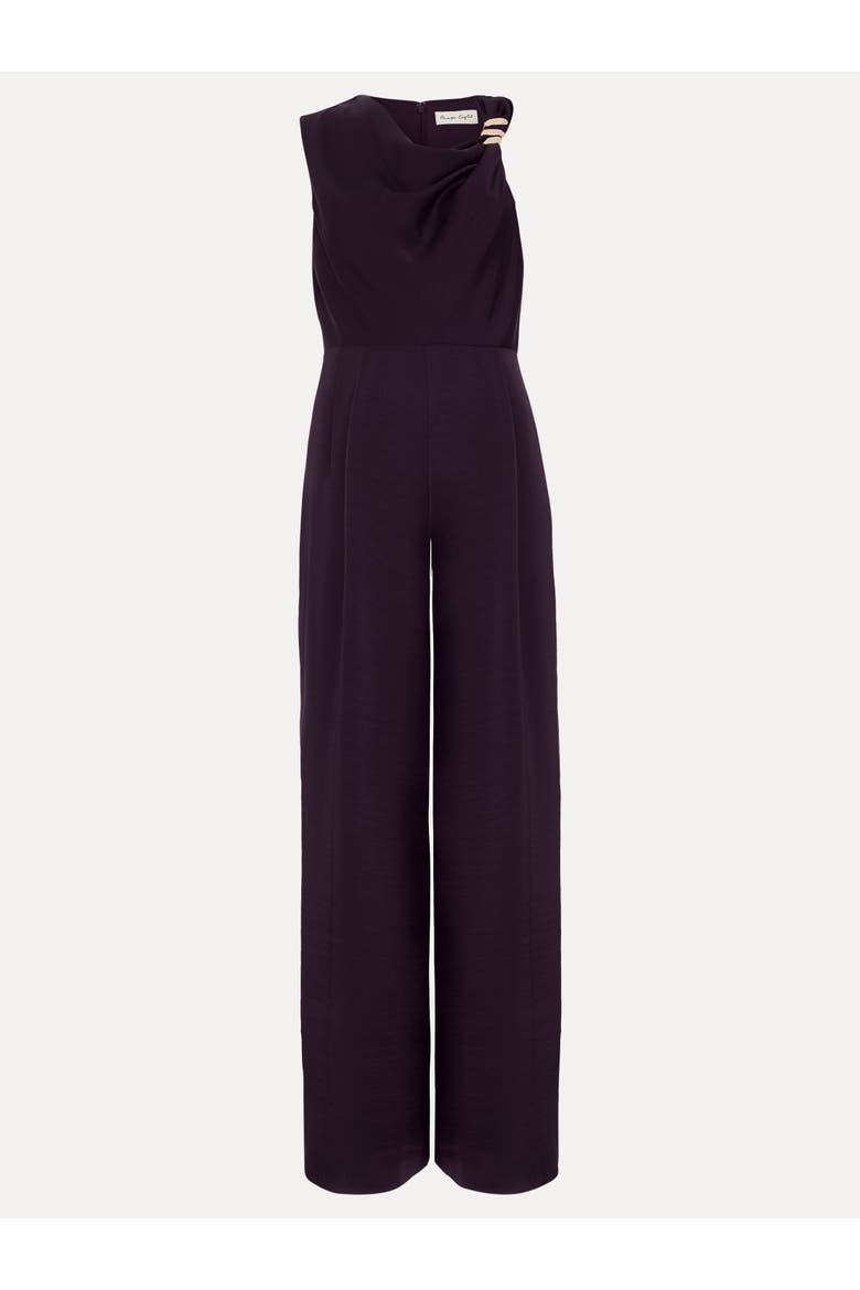Avril Asymmetric Neck Wide-Leg Jumpsuit, Alternate, color, Burgundy
