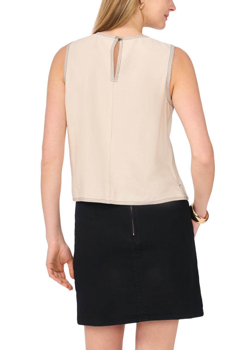 Topstitch Detail Woven Tank, Alternate, color, SOFT CREAM