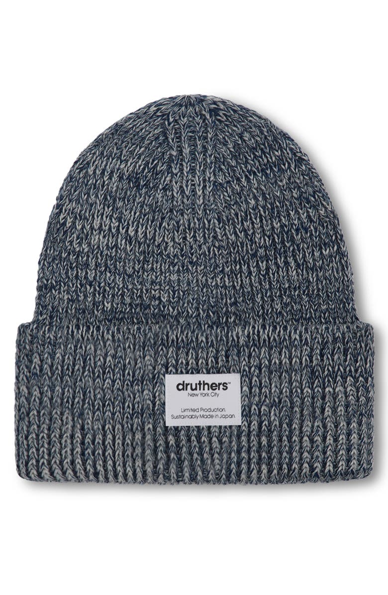 Druthers NYC Merino Wool Big Knit Beanie, Main, color, Navy Melange