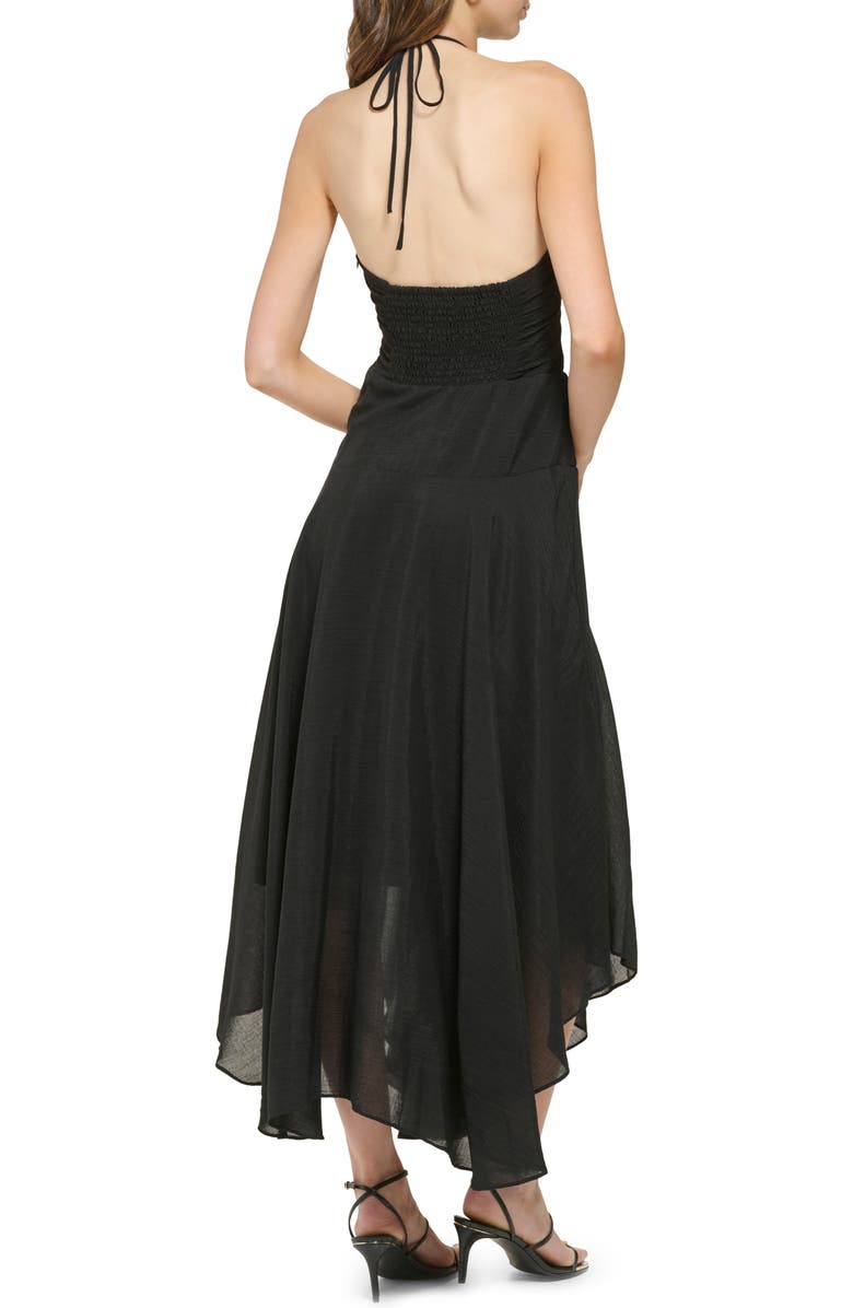 DKNY Halter Neck Crinkle Rayon Maxi Dress, Alternate, color, 