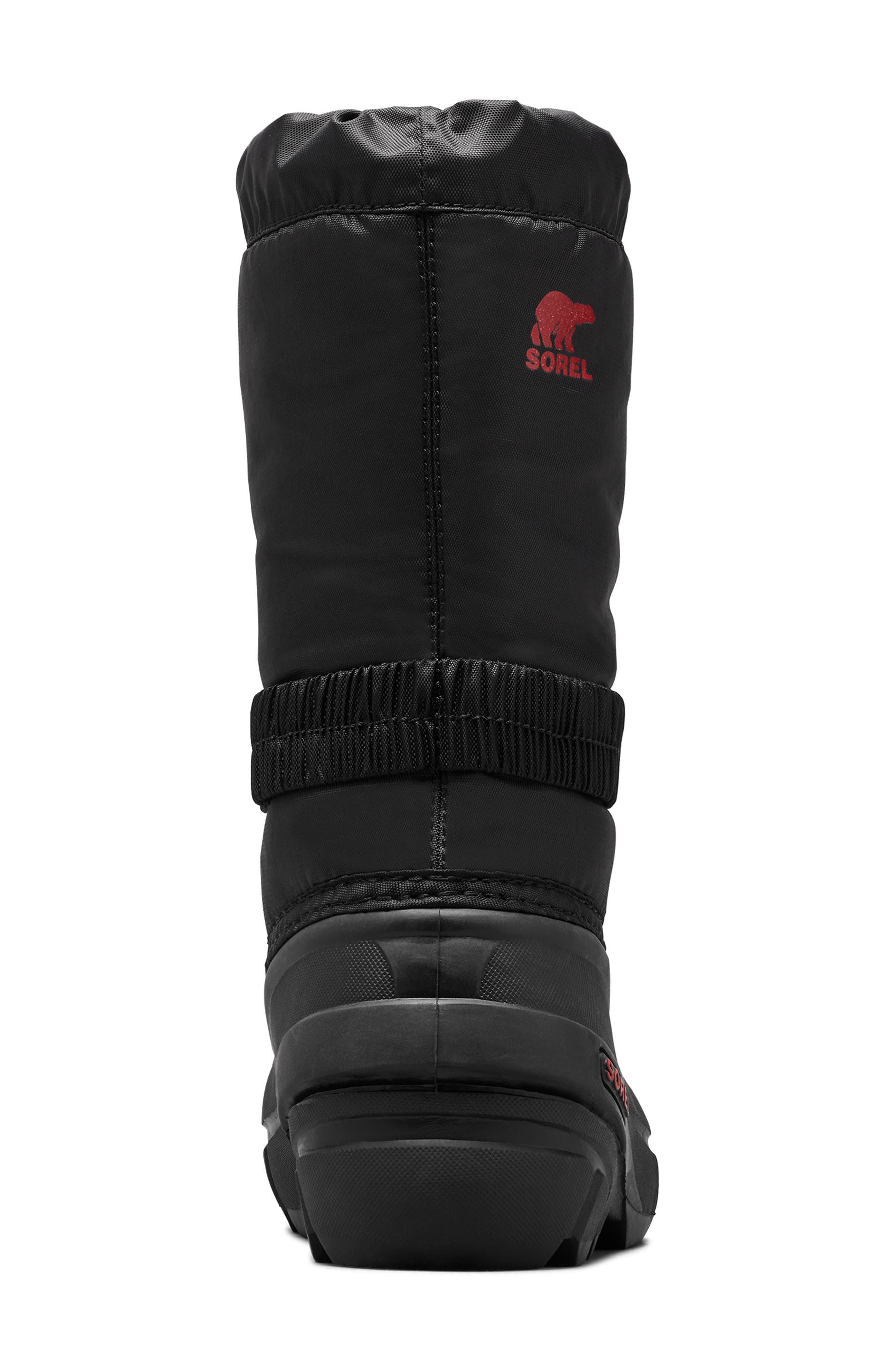 SOREL Kids' Flurry Waterproof Snow Boot, Alternate, color, Black/ Bright Red