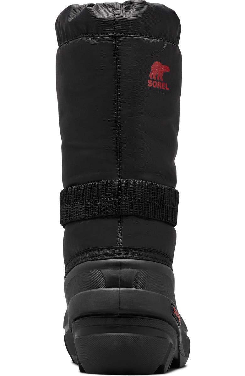 SOREL Kids' Flurry Waterproof Snow Boot, Alternate, color, Black/ Bright Red
