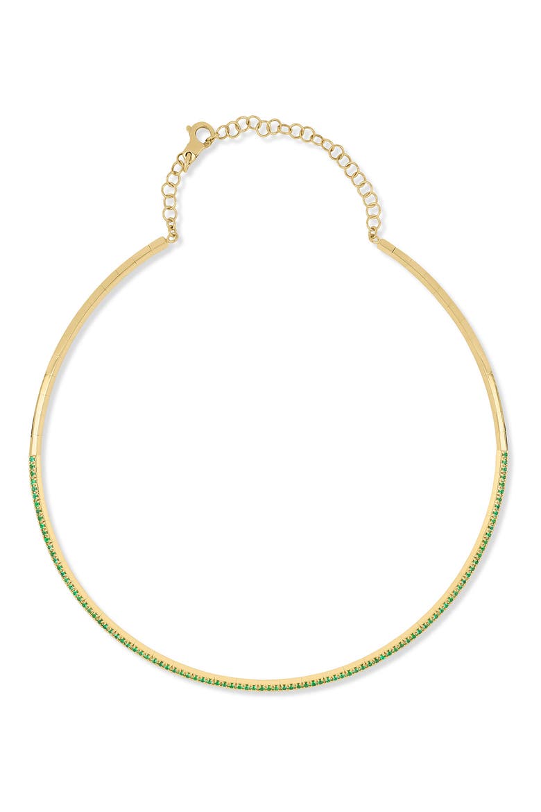 18K Gold El Mar Emerald Pavé Choker Necklace (Online Trunk Show), Main, color, 18K YELLOW GOLD/ EMERALD