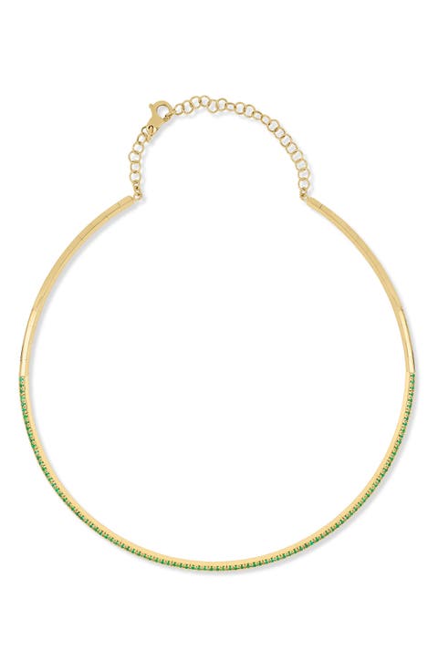 18K Gold El Mar Emerald Pavé Choker Necklace