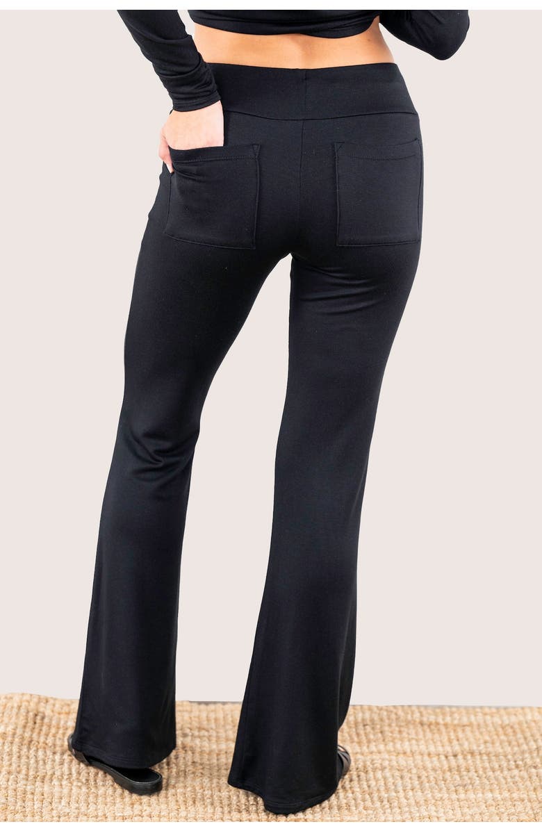 JJwinks Butt, Seriously Petite Flare Lounge & Sleep Pants with Pockets, Alternate, color, Black