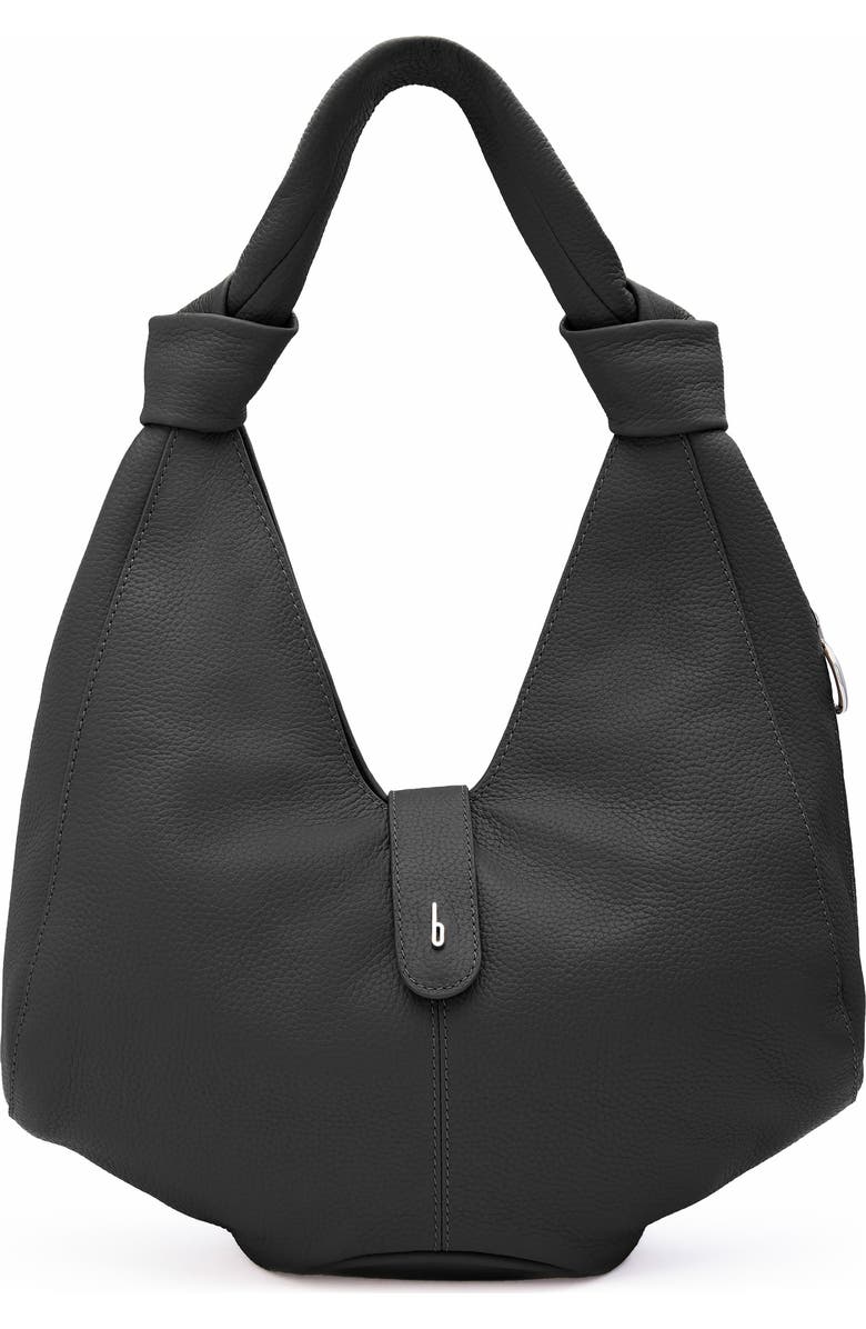 behno Nelli Pebble Leather Hobo Bag, Main, color, Black