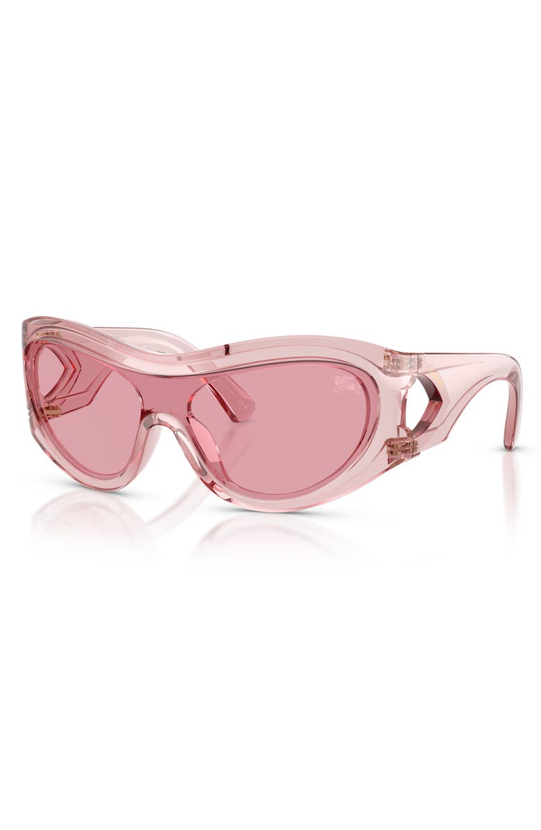 Burberry 138mm Irregular Shield Sunglasses, Alternate, color, Pink/ Dark Pink