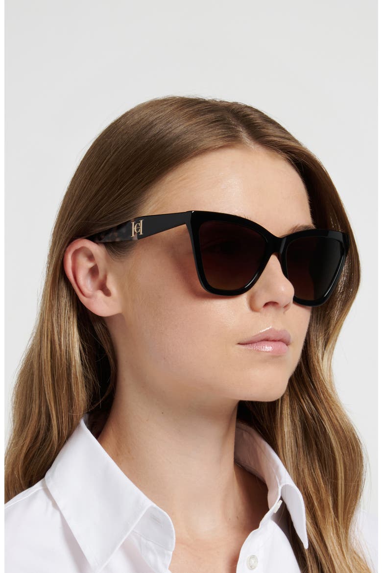 59mm Gradient Cat Eye Sunglasses, Alternate, color, BLACK/ BROWN