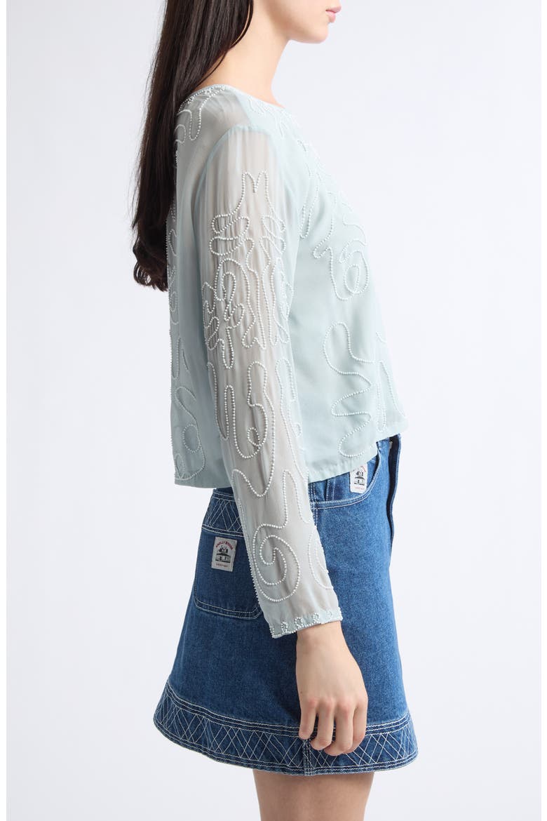 Cirrus Beaded Silk Georgette Top, Alternate, color, BLUE