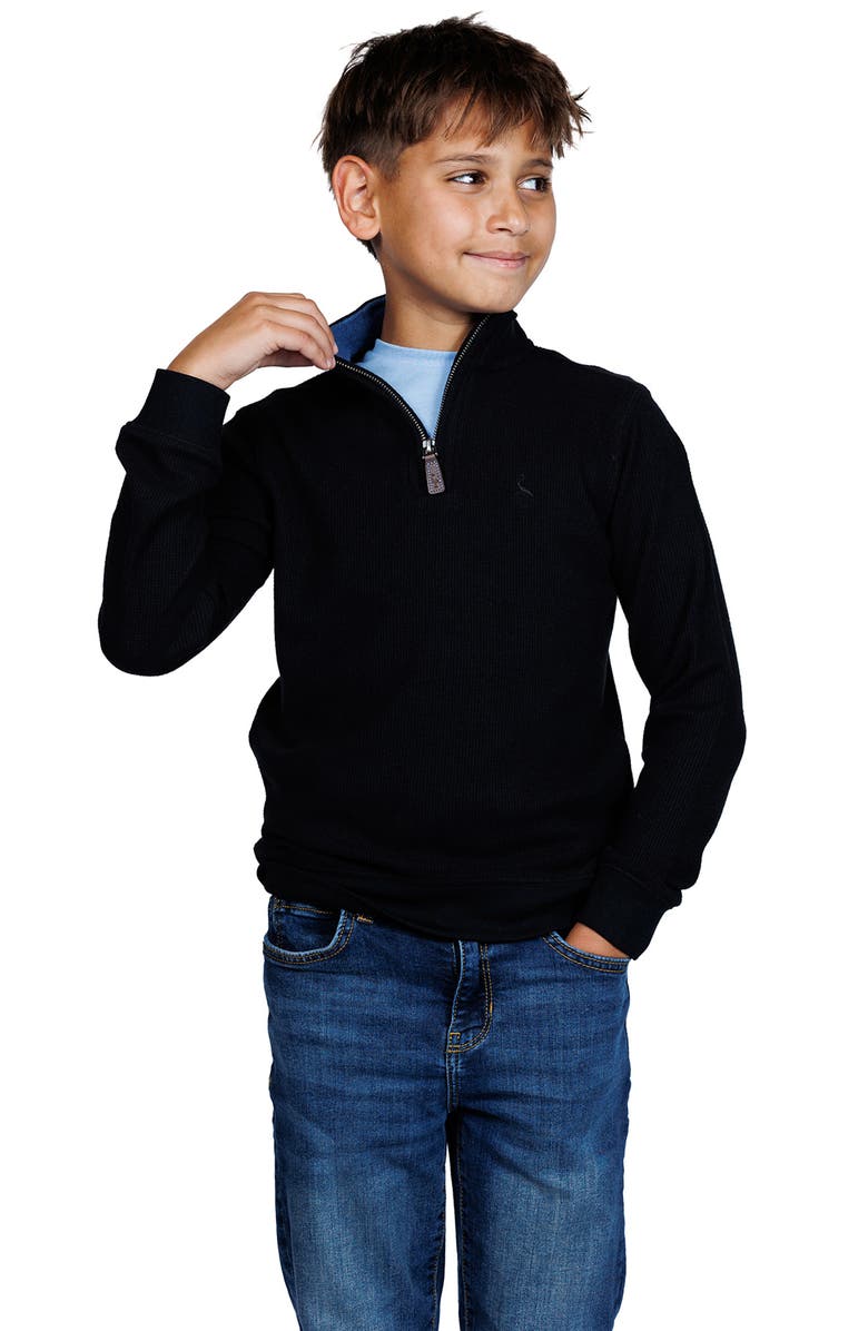TailorByrd Kids' Knit Quarter-Zip Pullover, Alternate, color, Black Heather