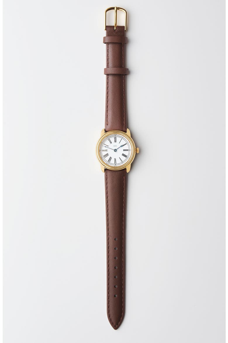 The Harriet Petite Vintage Watch, Alternate, color, Gold Watch - Brown Strap