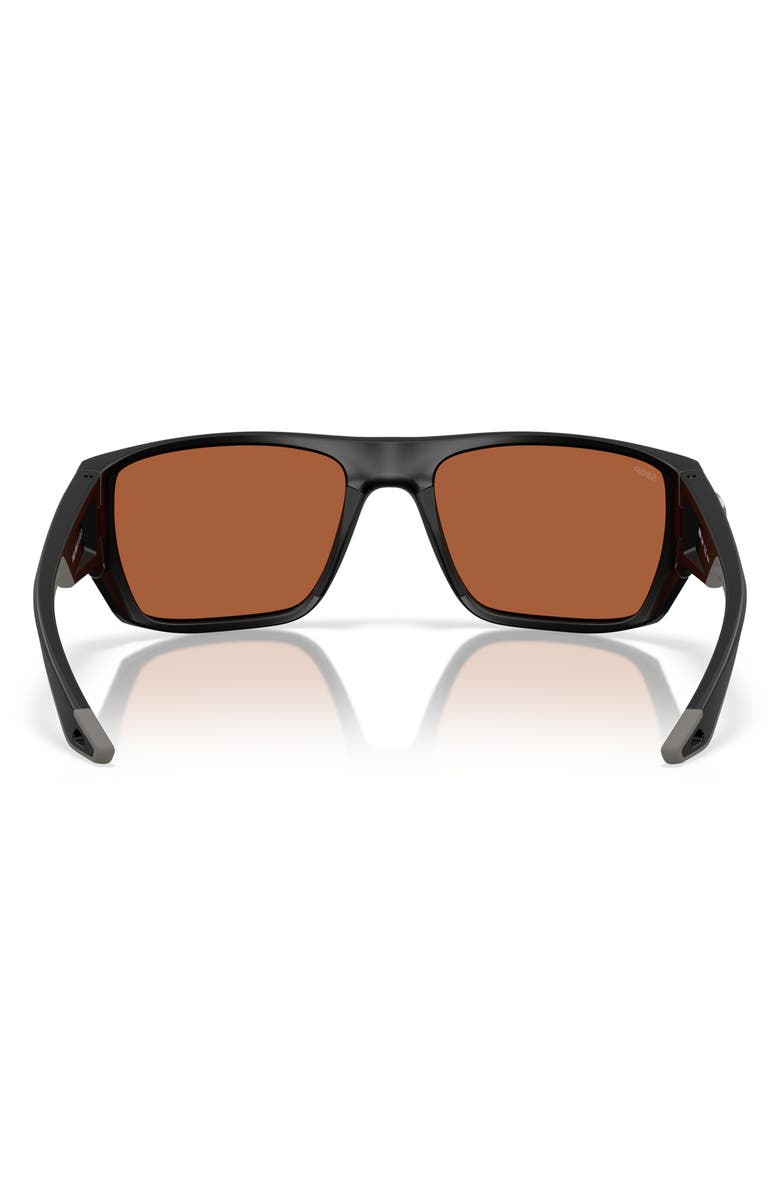 Costa Del Mar 59mm Polarized Square Sunglasses, Alternate, color, Matte Black/ Green Mirror