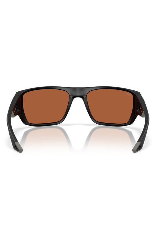 Costa Del Mar 59mm Polarized Square Sunglasses In Matte Black/green Mirror