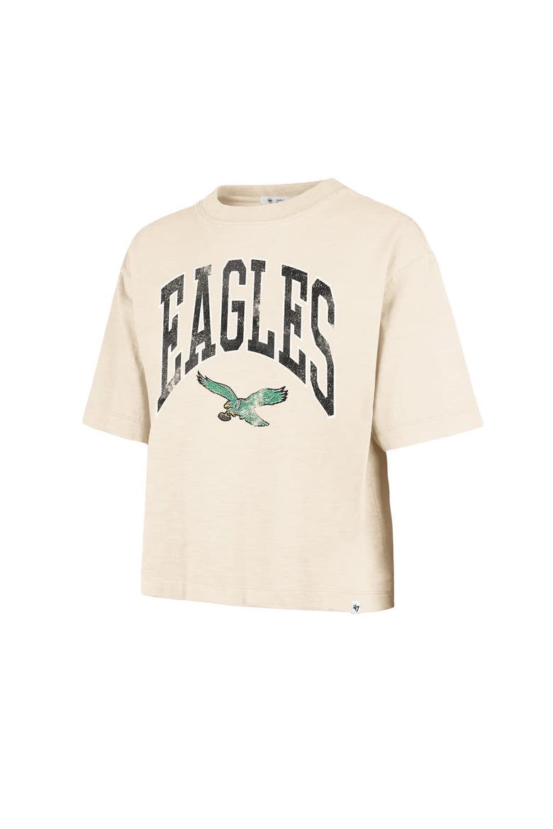 Women's '47  Natural Philadelphia Eagles Cropped Mindi Slub T-Shirt, Alternate, color, Natural
